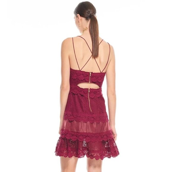 Talulah Deep red wine cocktail dress size L - Picture 15 of 15
